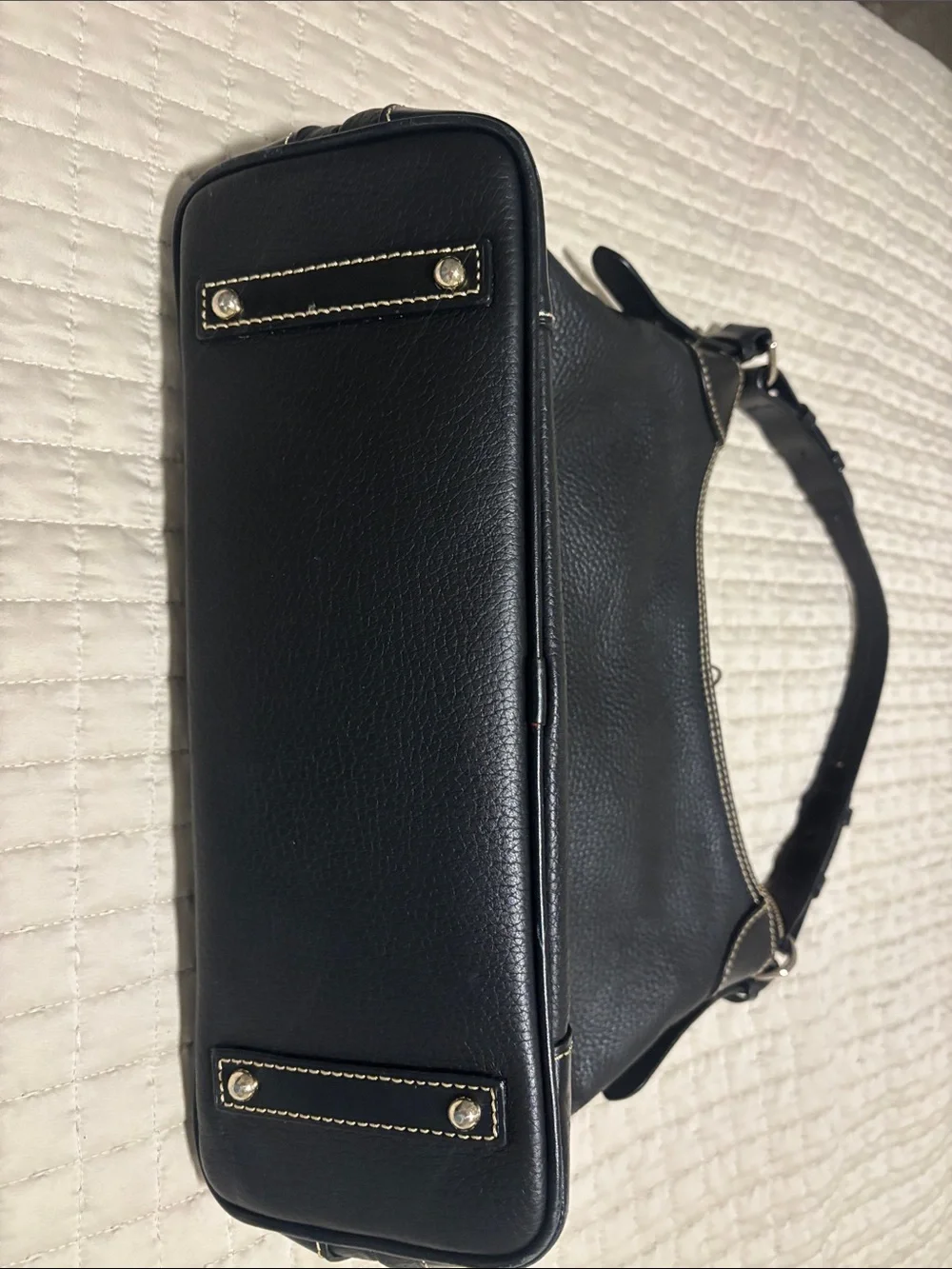 Dooney & Bourke Black Leather Hobo Bag Vintage 1975 Gold Logo